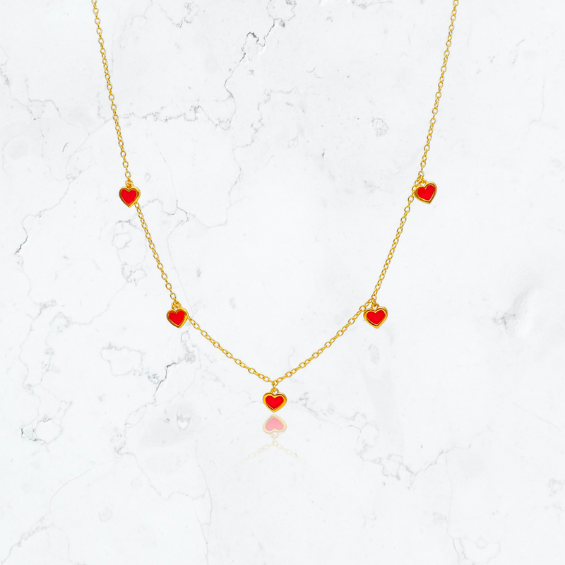 Collar Corazones Rojos