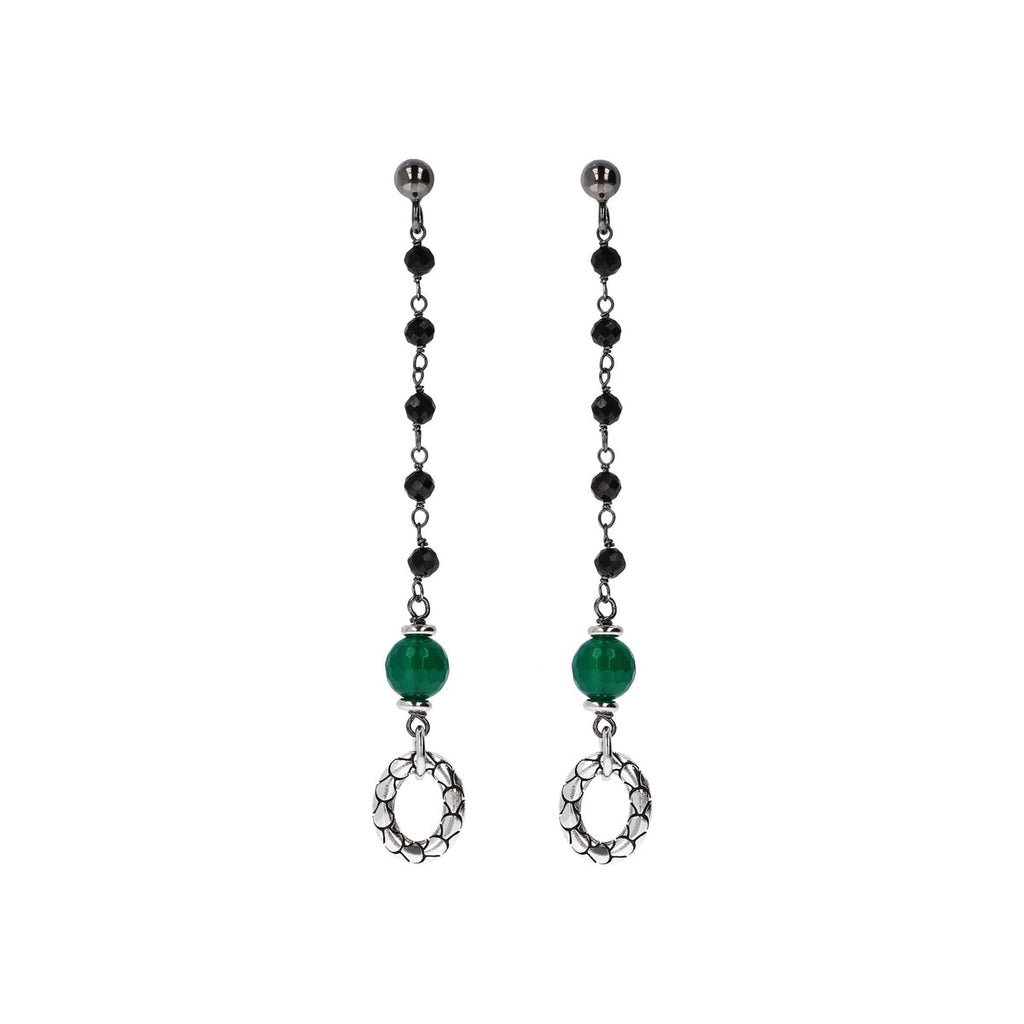 Aros Albert M de plata 925 y Onix Verde.